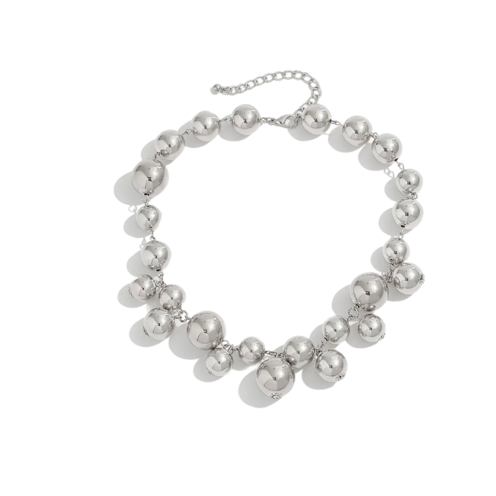 Silver pearl chunky necklace